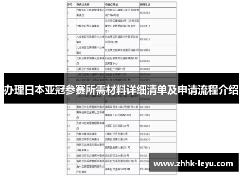 办理日本亚冠参赛所需材料详细清单及申请流程介绍