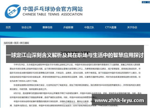 一球定江山深刻含义解析及其在职场与生活中的智慧应用探讨